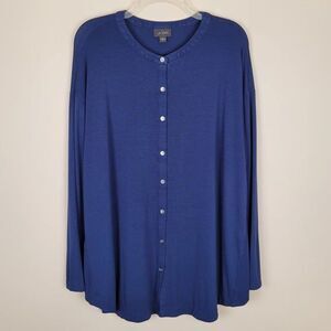 J. Jill Size XL Wearever Lightweight Cardigan Rayon Stretch Long Sleeve Navy